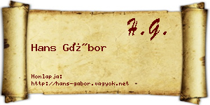 Hans Gábor névjegykártya