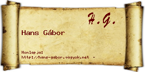 Hans Gábor névjegykártya
